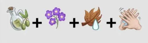 une série de quatre icônes représentant une bouteille d’huile, des sommités fleuries, des plantes sèches, et une préparation à appliquer sur la peau