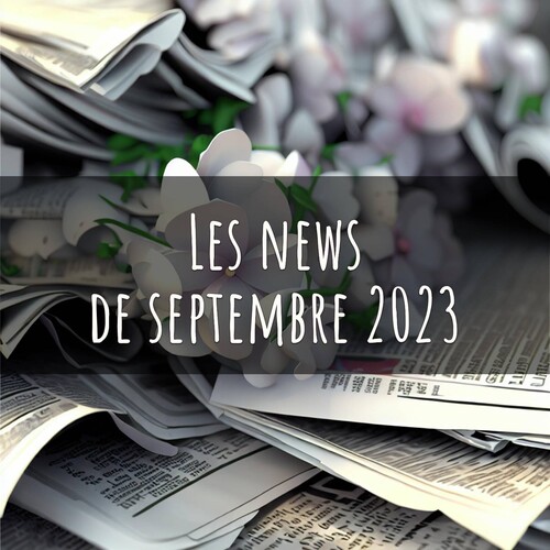 Illustration représentant une pile de journaux avec l’indication “les news de septembre 2023”